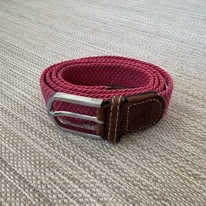 Billy Belt Pitaya pink stretch woven braided leather trim belt men’s size 1
